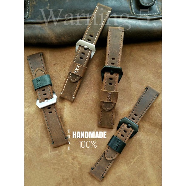 สายนาฬิกาหนังแท้ หนังเครซี่ฮอส งานเย็บมือ ขนาด18,20,22,24mm. แถมฟรีสปริงสำรองและที่ดันสปริงเปลี่ยนสาย