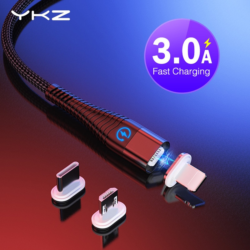 YKZ Magnetic cable Micro USB Cable for iPhone X Samsung Xiaomi 3A Fast charging USB Type C cable cord wire magnet Data c