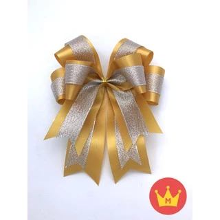 Missribbin[no.2603202](1ชิ้น)โบว์ติดของขวัญ กระเช้าเล็ก ขนาดโบว์5.5*7"