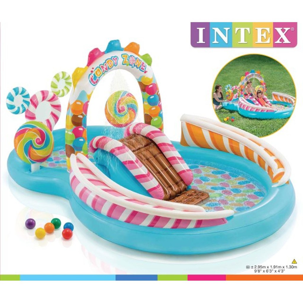 Intex สระลูกกวาด สระแฟนซี สระน้ำ สวนน้ำเป่าลม สไลเดอร์ แคนดี้โซน Candy Play center paddling