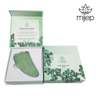 MIJEP กัวซานวดหน้า Jade Gua Sha - Leaf Shape 100% Natural stone