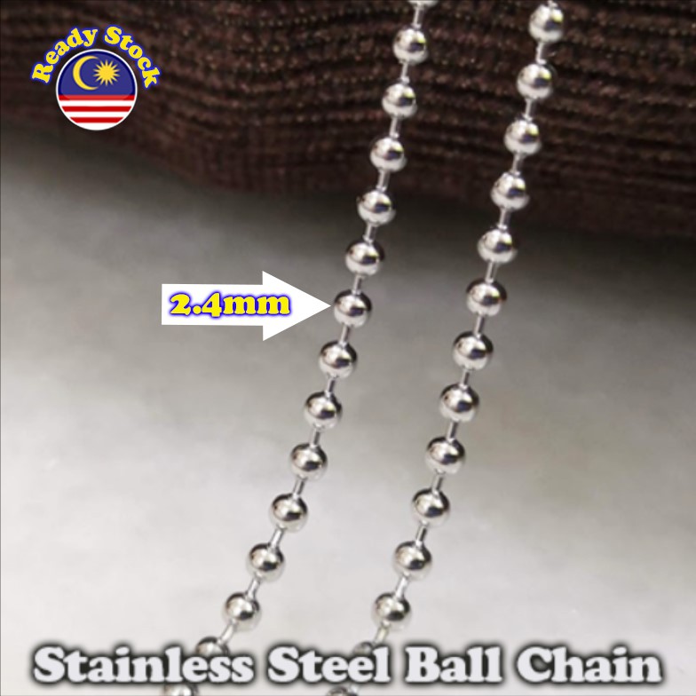 JA2336 DIY Fashion Ball Chain 2.4mm 1 เมตร 🇲🇾 อุปกรณ์ทําเครื่องประดับ งานฝีมือประดับด้วยลูกปัด สร้อย