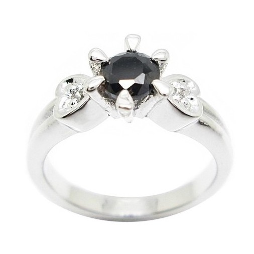 แหวนนิลดำ พลอยนิล แหวนสำหรับผู้หญิง ประดับเพชร ชุบทองคำขาว