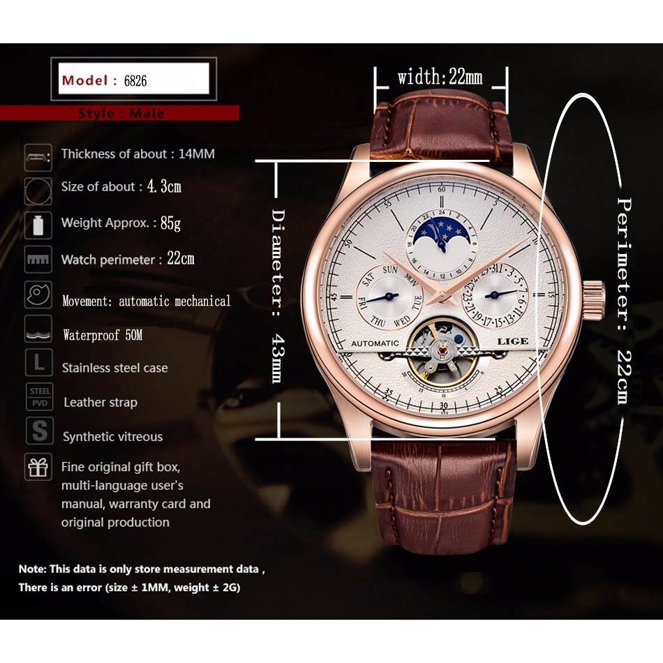 LIGE 2022 ผู้ชายนาฬิกาแบรนด์ชั้นนำบุรุษนาฬิกาจักรกลอัตโนมัติ Tourbillon โครงกระดูกนาฬิกาผู้ชาย