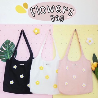 [Sale‼️] กระเป๋าผ้าลินิน รุ่น Flowers tote bag [พร้อมส่ง]