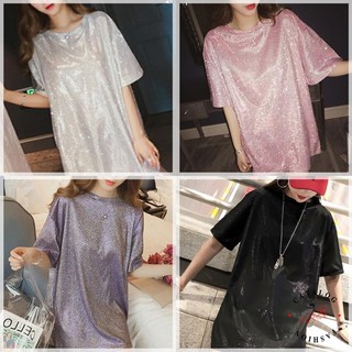 เสื้อคอกลมแขนสั้น แต่งกลิตเตอร์วิ้งค์ๆ  สวยสะดุดตา งามดั่งดารา เริสสสส