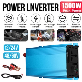 Peak อะแดปเตอร์แปลงแรงดันไฟฟ้า อินเวอร์เตอร์ 12 24 48 60V เป็น 220V 1500W สําหรับรถยนต์