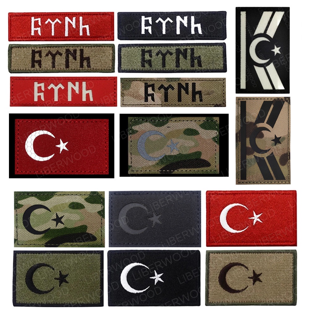 ตุรกี TURK Flag Patch ปักตํารวจ Patch TR ทหารยุทธวิธีไหล่ Armband Badge Patch Applique