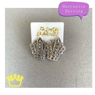 ต่างหูเงินแท้925 ประดับมาร์คาไซท์(Marcasite Earring)