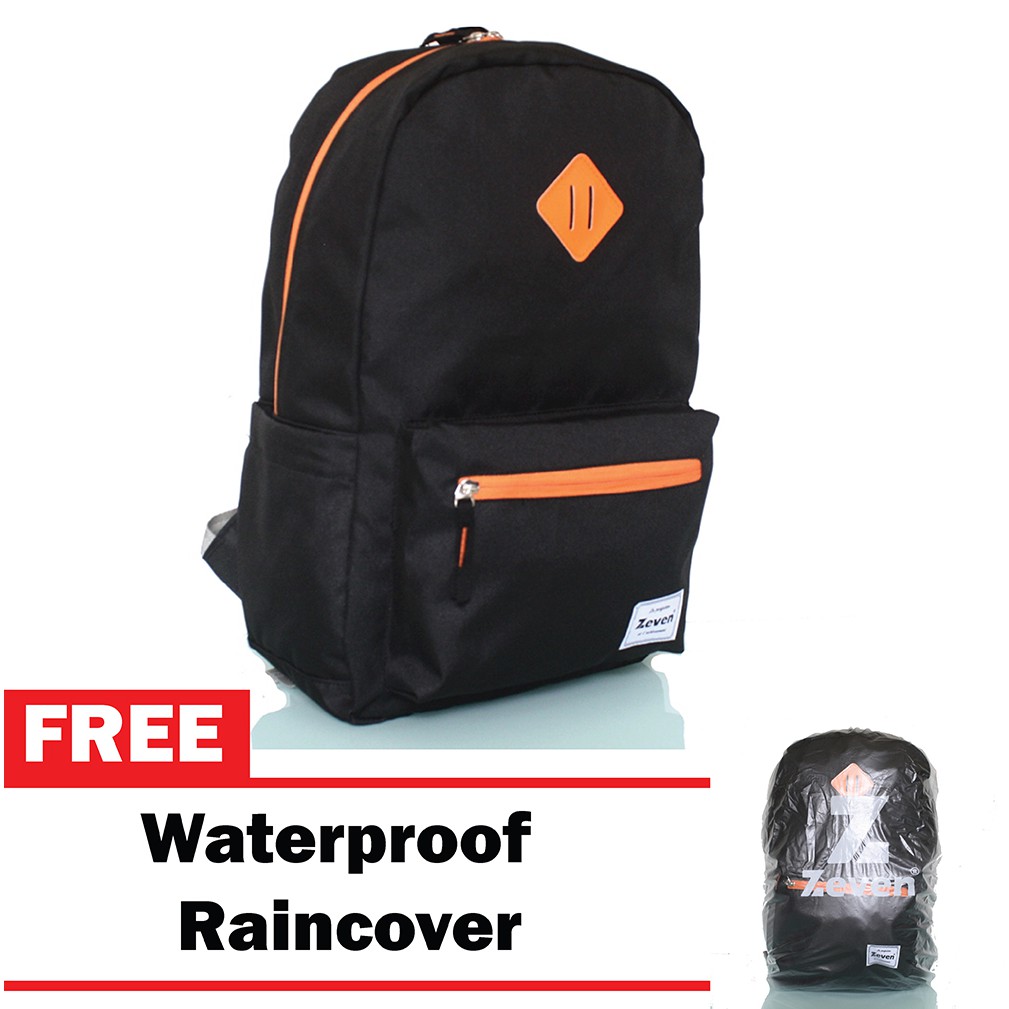 Laptop Backpack / School Bag for Work and College - Zeven - Black Orange (Free Raincover)