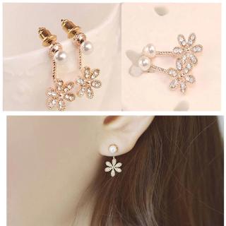 ต่างหูลายดอกไม้แฟชั่นสตรี 1Pair Womens Five flower Of Design Of Stud Earrings