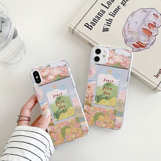 Have a nice day เคสไอโฟน 8พลัส iPhone 14 11 เคส 12 13 pro max Xs X Xr 7 8 se2020 14 plus 7plus 8plus flowers case นิ่ม