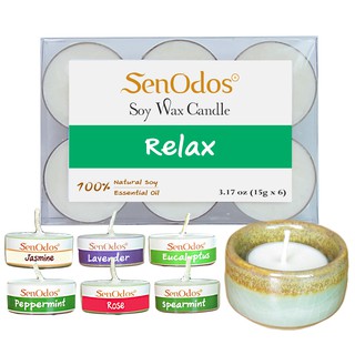 SenOdos Tealight Emotional  Relax เทียนหอม เทียนทีไลท์ 15g.X6  + เชิงเทียน.