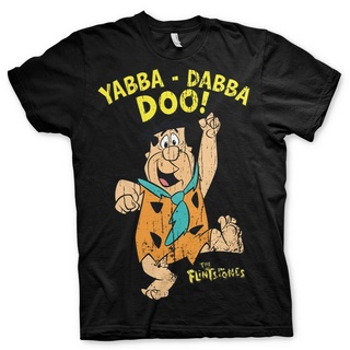 ราคาต่ำสุด!!เสื้อยืด พิมพ์ลายภาพยนตร์ The Flintstones Yabba-Dabba-Doo OfficiallyS-3XL