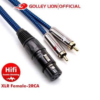 Golley Lion Xlr Female To Dual Rca Y อุปกรณ์แยกสายเคเบิ้ลสําหรับโทรศัพท์มือถือกล้องสเตอริโอเครื่องขยายเสียงสีฟ้า