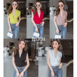 P-042🌈NAPHATCLOTHES : บอดี้สูทคอวีป้ายหน้าแขนล้ำ เนื้อผ้าเกรดพรีเมียมยืดหยุ่นตามตัว ทรงสวย เรียบหรูดูเก๋สุดๆค่าา