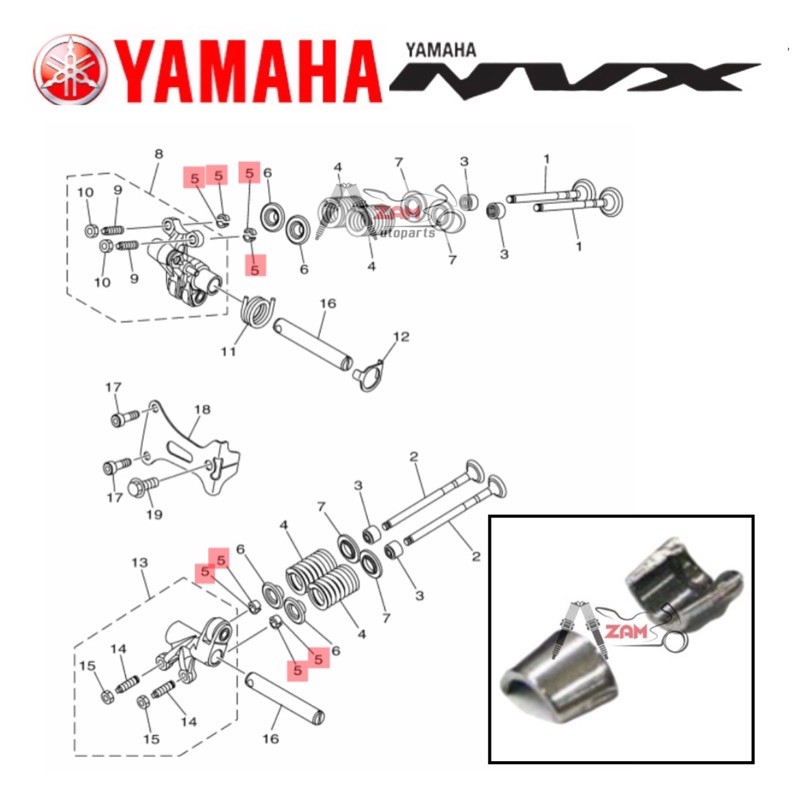 Yamaha Lock Valve Spring Retainer สําหรับ NVX 155 / Aerox 155 - 5TL-E2118-00