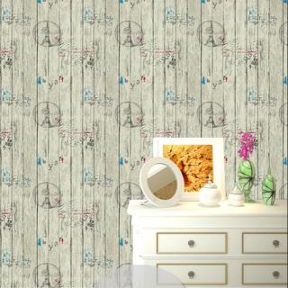 wallpaper stickerวอลเปเปอร์กาวในตัวกันน้ำ ลายไม้วินเทจหอไอเฟล