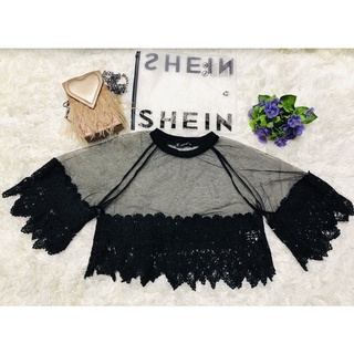 Shein💋💋เสื้อลูกไม้ซีทรู 🚗💕 ส่งฟรี🥰