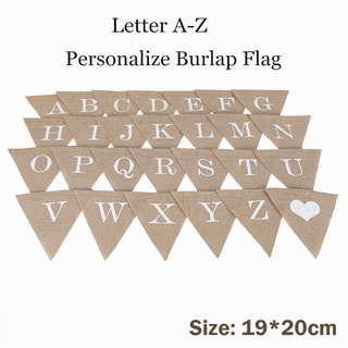 【ไม่มีเชือก】ธงแบนเนอร์ ลายตัวอักษร A-Z สไตล์ชนบท สําหรับตกแต่งงานแต่งงาน เบบี้ชาวเวอร์