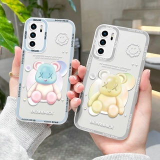 เคสโทรศัพท์มือถือนิ่ม ป้องกันเลนส์ ลายหมี สีชมพู สีทอง สําหรับ Samsung Galaxy A03 A03S A02S A21S A20S A10S A22 A31 A32 A02 M02 A11 M11 A12 M12 A52 A52S A72 A51 A71 A50 A50S 4G 5G