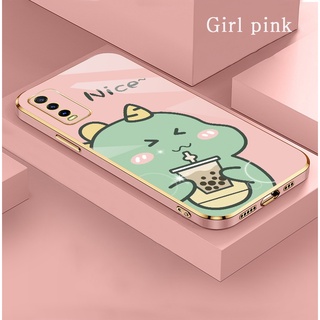 ไดโนเสาร์น้อย เคส VIVO Y20I Y20 Y20S Y12S Y85 V9 Phone Case New thin anime น่ารัก แฟชั่น หรูหรา เคสนุ่ม ของผู้ชาย หนัง เคสโทรศัพท์ สีชมพู เคส ขอบเหลี่ยม สีดำ กันกระแทก