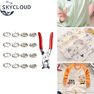 Skycloud กระดุมโลหะ ทรงกลม 50 ชิ้น 100 ชุด พร้อมคีม สําหรับเสื้อผ้าเด็ก DIY