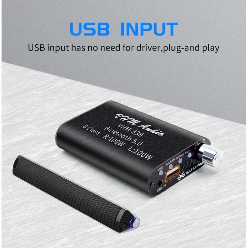 VHM338 TPA3116 Bluetooth 5.0 เครื่องขยายเสียงดิจิตอลสเตอริโอ BOARD 100WX2 AMP Amplificador AUX RCA USB โฮมเธียเตอร์