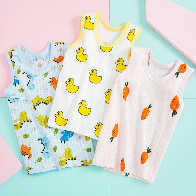 เสื้อกล้ามเด็ก เสื้อแขนกุดเด็ก ผ้าร่อง เนื้อบางนุ่ม ใส่สบายหน้าร้อน