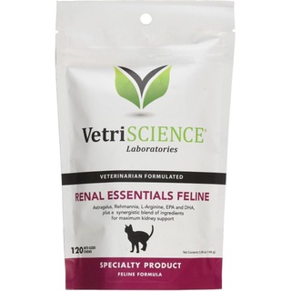 *(วิตามินบำรุงไตแมว) VetriScience Renal Essentials Feline Bite-Sized Cat Chews, 120 count