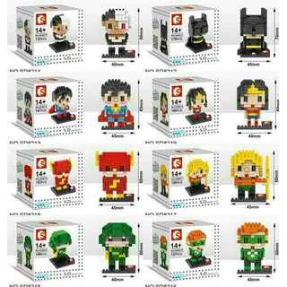 SD Mini Nano Lego Block Toys Hero Batman Superman Wonderwoman Flash Robin Two Face Green Lantern Set 8