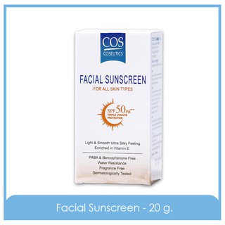 ครีมกันแดดสูตรกันน้ำ กันเหงื่อ COS Coseutics Facial Sunscreen SPF50 PA+++  20 กรัม