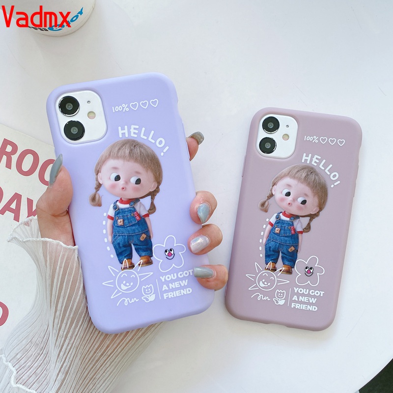 OPPO A31 A9 A5 2020 A92S Reno Realme X2 XT X AX7 F11 2 F9 Pro A83 F1s A57 A39 Case Anime Hello Girl Duckling High Quality Casing Phone Case Cartoon Protective Soft TPU Cover