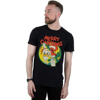 ดิสนีย์เสือยืดผู้ชาย เสื้อบอดี้โ Disney Mens Donald Duck Merry Christmas T-Shirt Disney TeamA&gt;G 80