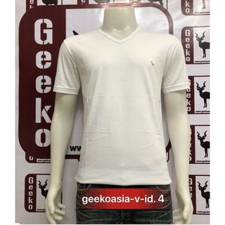 เสื้อยืดกวาง Geego แท้ 100% คอกลม คอวี สีขาว ID 4