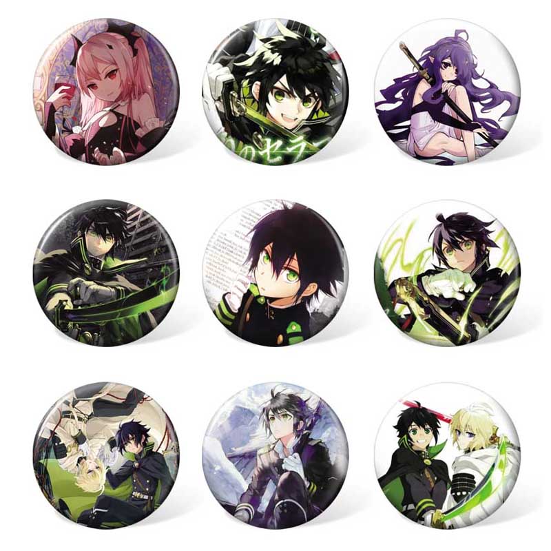 เข็มกลัดการ์ตูน Seraph of The End ขนาด 58 มิลลิเมตร ออกแบบจากตัวละครYuichiro และMikaela Hyakuya