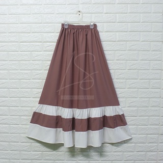 SK-A58 Long skirt กระโปรงยาวผู้หญิง กระโปรงทูโทน 4ชั้น เอวสูง ใสอวยางยืด ผ้านุ่ม ใส่สบาย