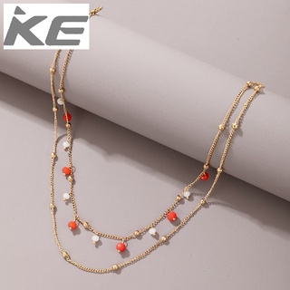 Color Rice Bead Necklace Simple MultiClavicle Chain Women for girls for women low price