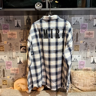 Amiri logo cotton flannels shirt เสื้อเชิ๊ตแขนยาว ลายสก๊อต