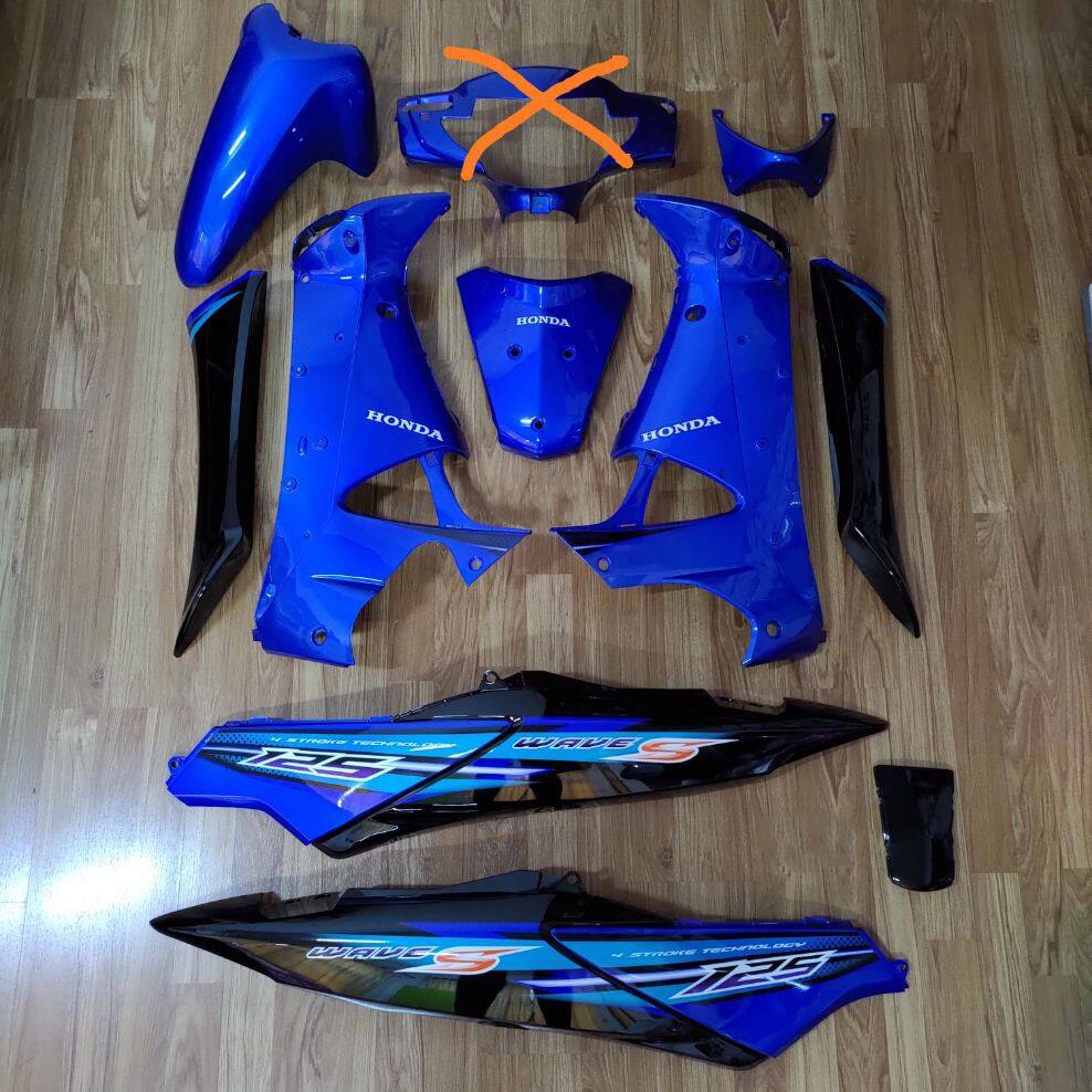ชุดสี wave125 S บังลม 12ชิ้น(ไม่เอาหน้ากาก) สีน้ำเงินดำ ติดลายSปี2007