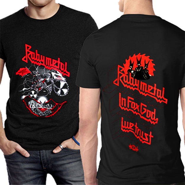 BABYMETAL JUDAS PRIEST BAND TOUR TSHIRT ใหม่ผ้าฝ้าย Tees 2 ด้านเด็กโลหะ & Jodas Priest เสื้อยืด