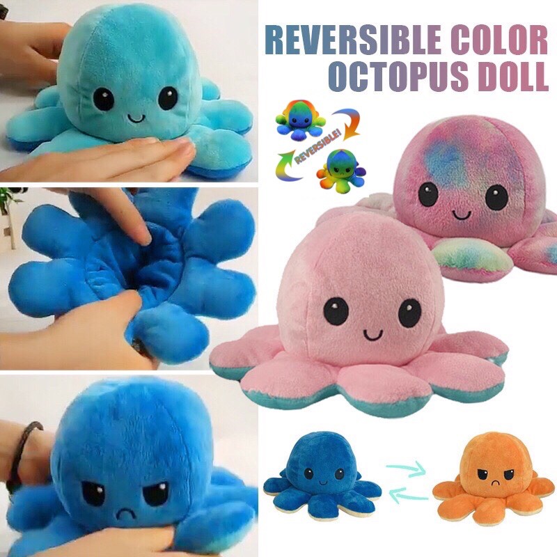 ตุ๊กตาปลาหมึก Reversible Flip octopus ตุ๊กตา ของเล่น ของขวัญเด็ก พลิกกลับด้านปลาหมึก ตุ๊กตาสัตว์น่ารัก