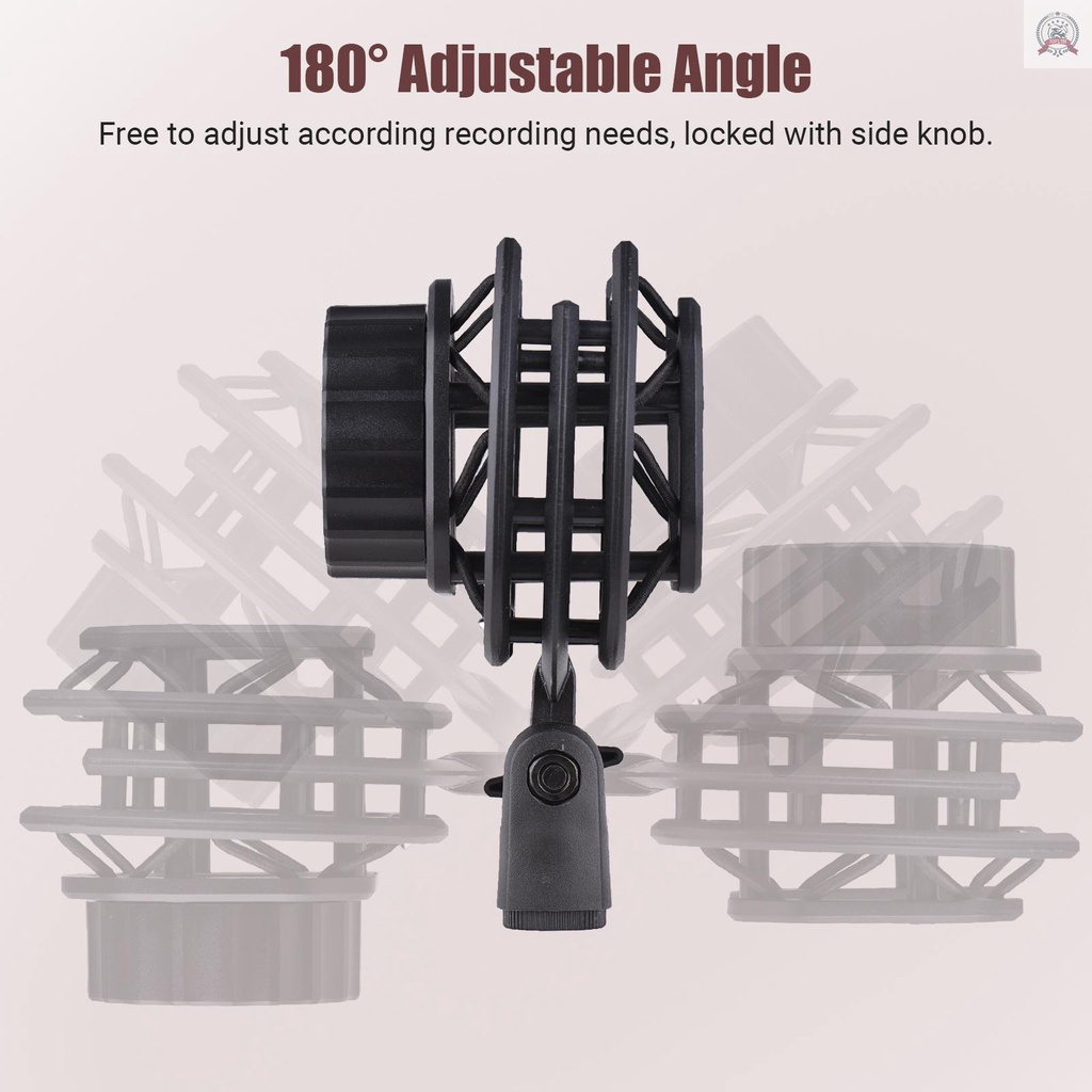 Microphone Shock Mount Suspension Holder Clip 180° Foldable for Condenser Microphone Mounting