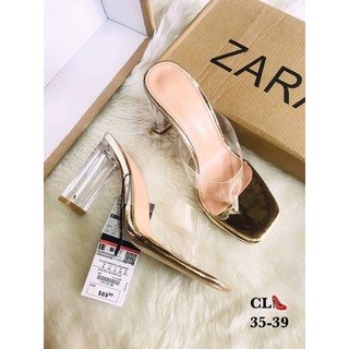 ***เชคสินค้าก่อนสั่งซื้อ***พร้อมส่งรองเท้าส้นแก้วอะคริลิคหน้าซิลิโคนใส Style Zara งานเกรดHiend