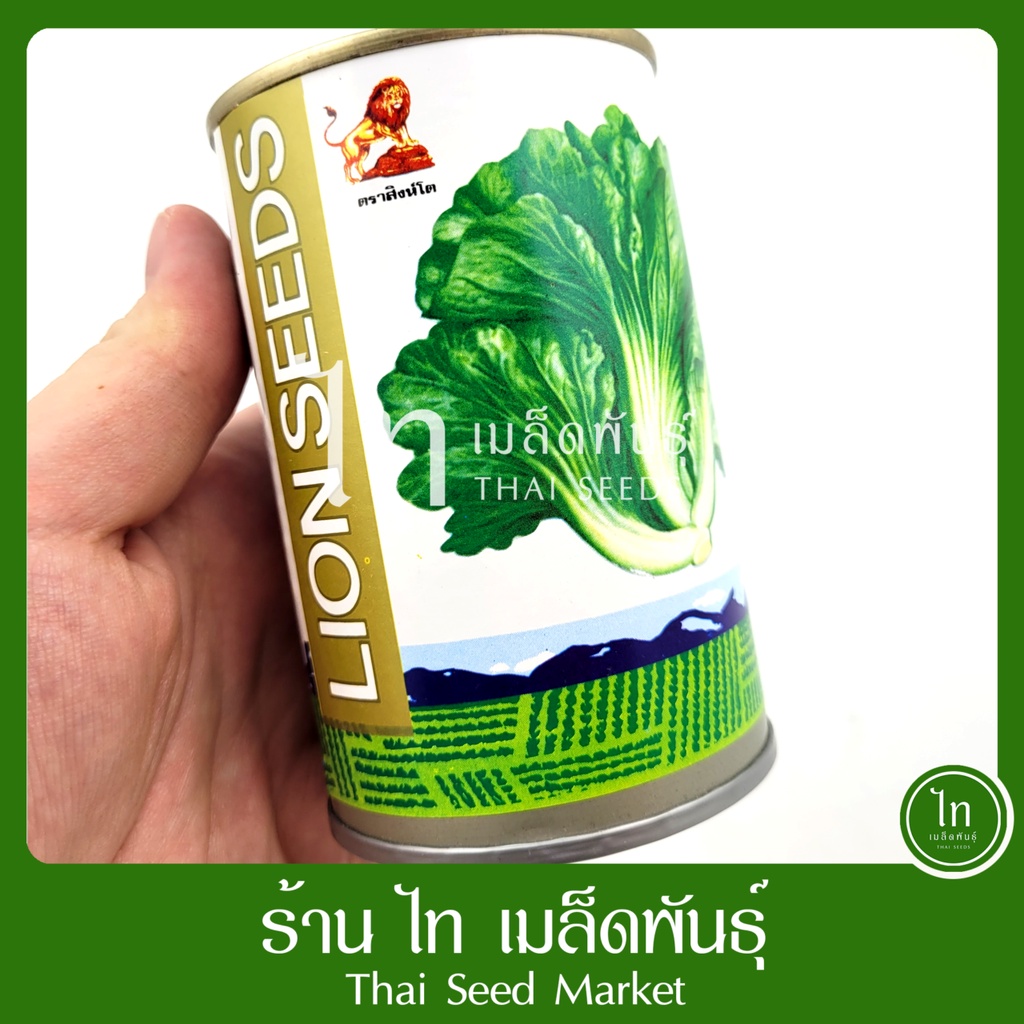 ผักกาดเขียวปลี สิงห์โต เมล็ดพันธุ์ ผักกาดเขียวปลี ตรา สิงโต บรรจุ 400 / 70 กรัม