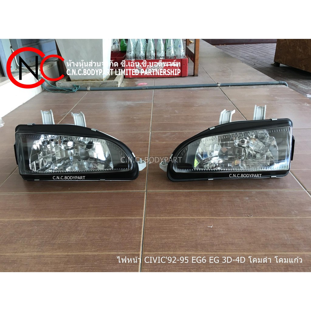 ไฟหน้า HONDA CIVIC EG ปี 1992-1995 3D - 4D DEPO โคมดำ โคมแก้ว (จำหน่ายเป็นคู่)