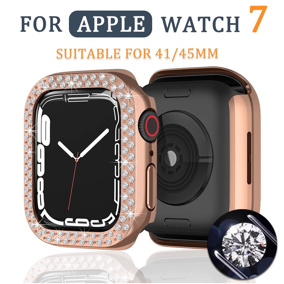 เคส applewatch Bling Diamond Apple Watch 7 Case Hard PC Protective apple watch case Bumper For iwatch series 7 6 5 4 3 size 41mm 45mm 38mm 40mm 42mm 44mm เคส applewatch series 7