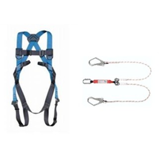 เข็มขัดพยุงตัวที่สูง +สายโยง Full Body Harness + Layard (Blue 1 set)