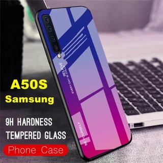 Case Samsung galaxy A50 / A50S เคสกระจกสองสี เคสกันกระแทก เคสซัมซุง A50S ขอบนิ่ม เคสกระจกไล่สี