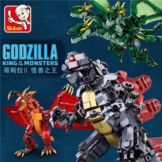 lego เข้ากันได้กับ LEGO Little Luban Godzilla King of มอนสเตอร์ไดโนเสาร์รูปแบบการศึกษาเด็กประกอบอาคารบล็อกของเล่น